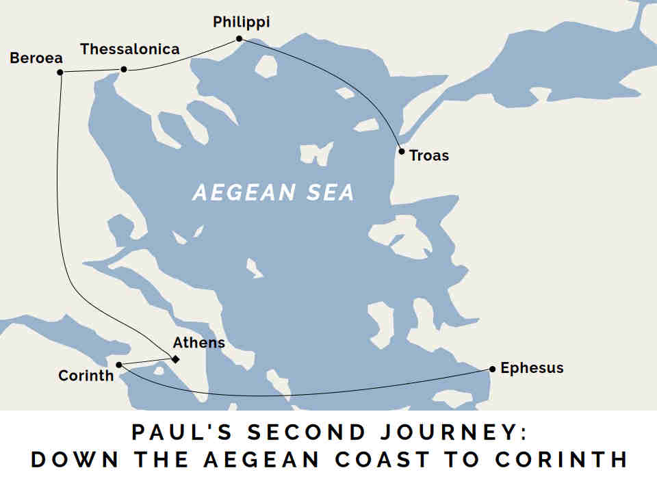 Paul's Second Missionary Journey Down the Aegean Coast